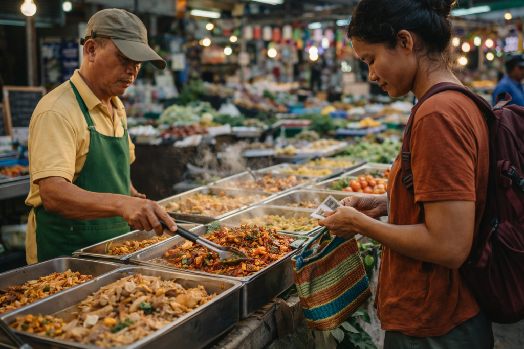 Südostasiatischer Markt mit Street Food