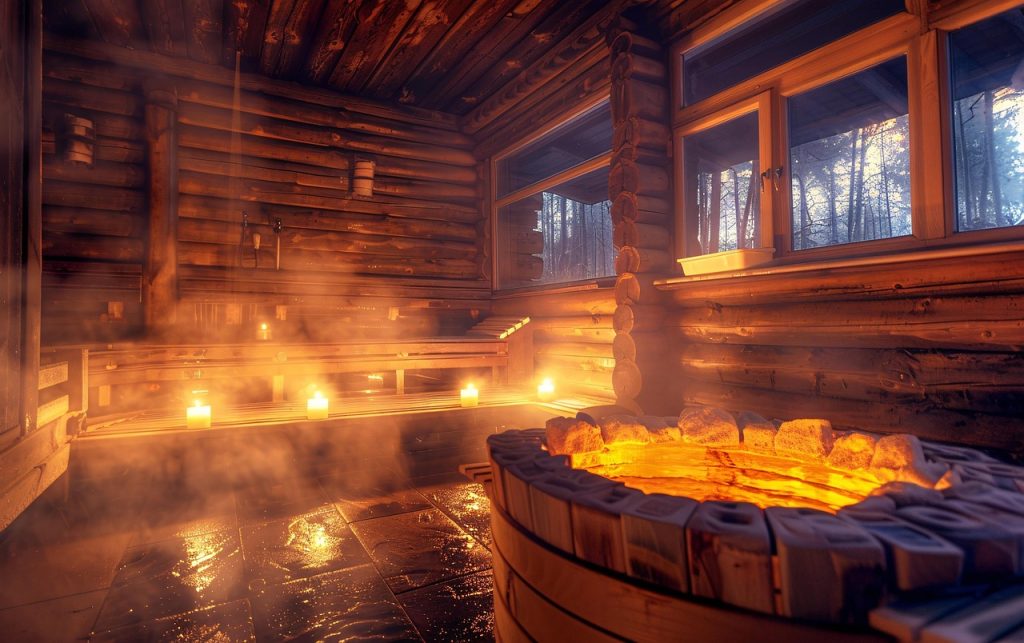 ai generated, sauna, steam, wood, interior, lighting, warm, cozy, benches, ambient, rustic, candles, relaxation, wellness, spa, embers, hot, stones, mist, traditional, heater, tranquil, glowing, comfort, design, luxury, spa, spa, spa, spa, spa