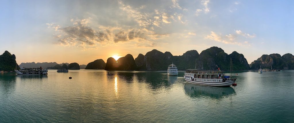 halong, vietnam, sunset, mood, bay, nature, sea