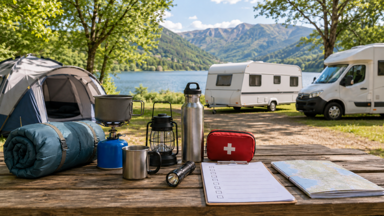 Camping-Packliste mit wichtiger Ausrüstung für Zelt, Wohnwagen und Wohnmobil