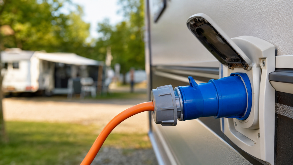 stecker cee beim campng am wohnmobil