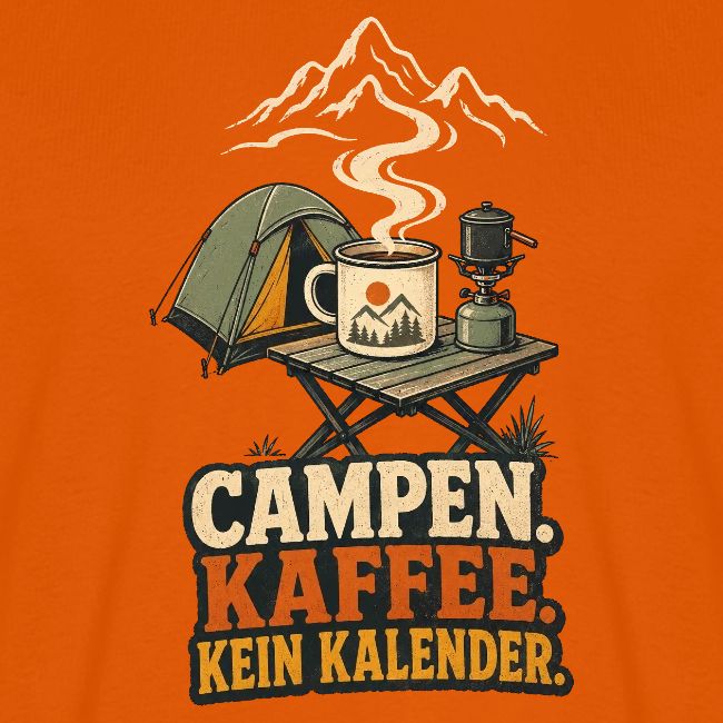 Tshirt desing Campen. Kaffee. Kein Kalender